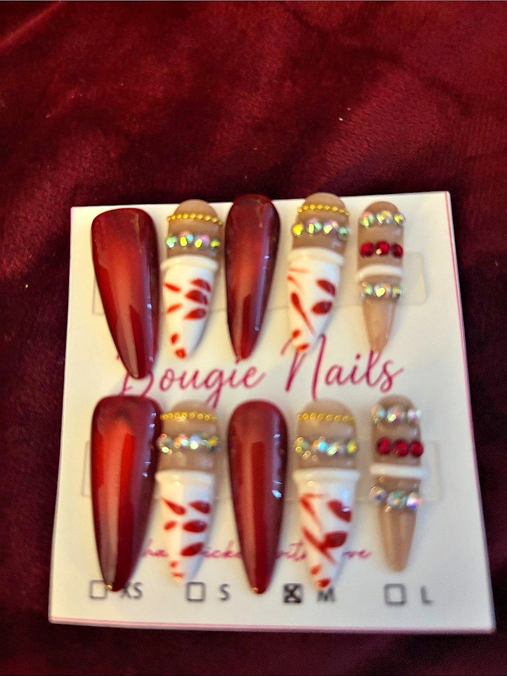 Red & White Press-On Nails